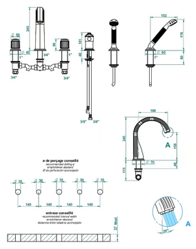 JAIPUR CRISTAL - Bath mixer and handshower supplied by progressive cartridge mixer by THG Paris - view 3